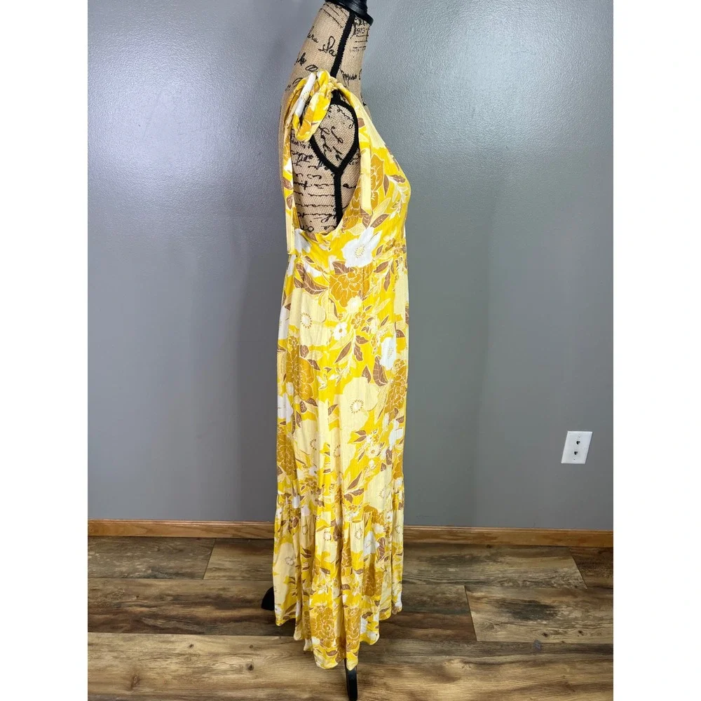 Abercrombie & Fitch‎ yellow floral maxi dress small travel bohemian vaca resort
